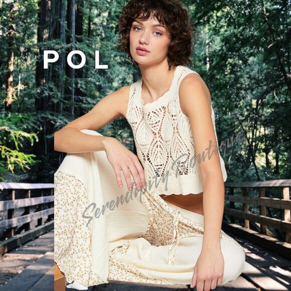 POL Boho Feminine Soft Crochet Loose Fit 100% Cotton Sleeveless Crop Top. - Picture 6 of 9